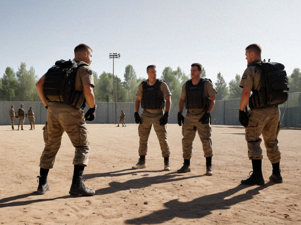 球队训练场上球员进行战术演练与体能训练